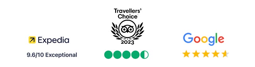 Reviews from Expedia, Trip Advisor and Google are all exceptional and close to 10/10.
